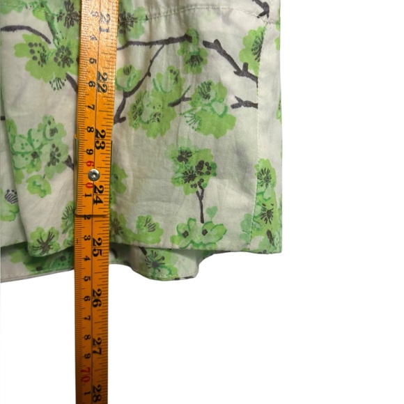 J.Crew Cotton Smocked Neck Puff-sleeve Top in Lime Cherry Blossoms Size Medium - Picture 9 of 9